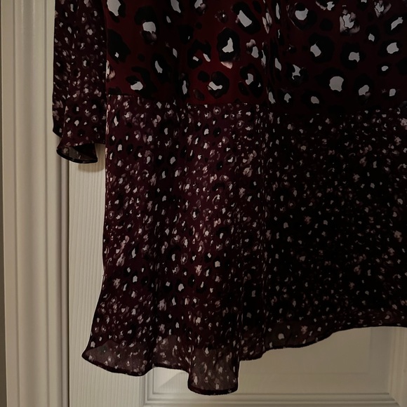 Parker Dress Burgundy Kimberly Flounce Cheetah Print Lined - Picture 5 of 10